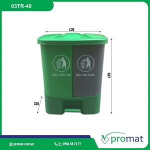 Thùng Rác Nhựa 2 Ngăn 40 Lít