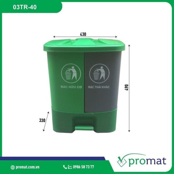 Thùng Rác Nhựa 2 Ngăn 40 Lít